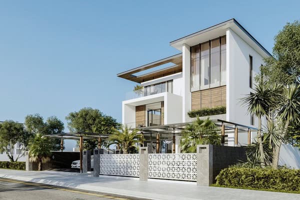 Những điều kiêng kỵ về tâm linh xây nhà- Dáng nhà có góc tường rào nhà bên cạnh hướng vào