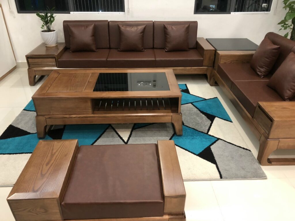 cách kê bàn ghế gỗ phòng khách nhà ống đúng vị trí