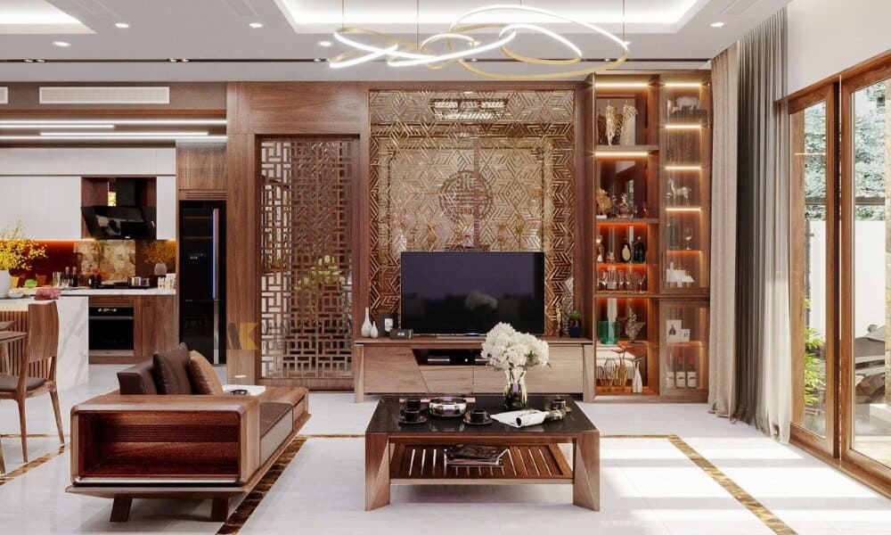 chọn nội thất cho cách kê bàn ghế gỗ phòng khách nhà ống