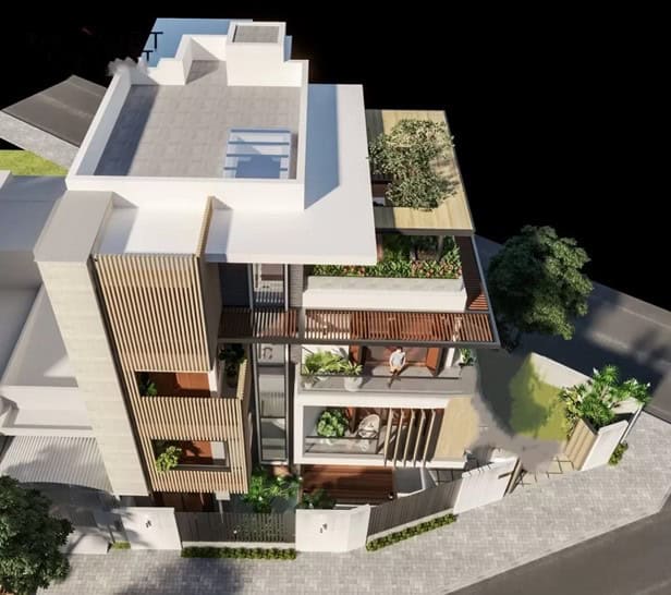 xây nhà vuông trên đất tam giác