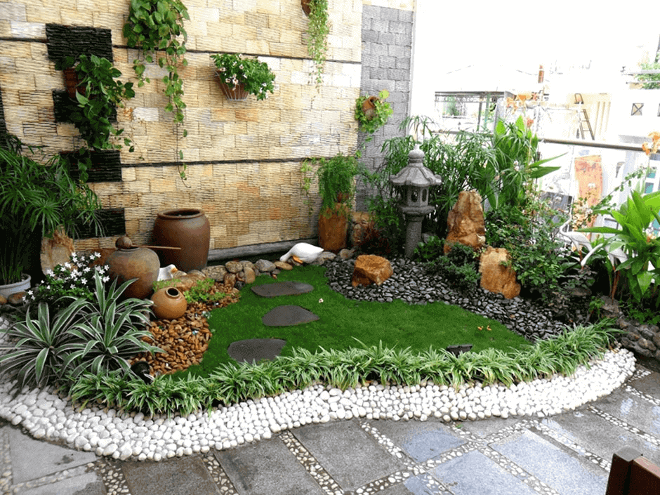 sân vườn trước nhà đẹp giúp hài hòa phong thủy
